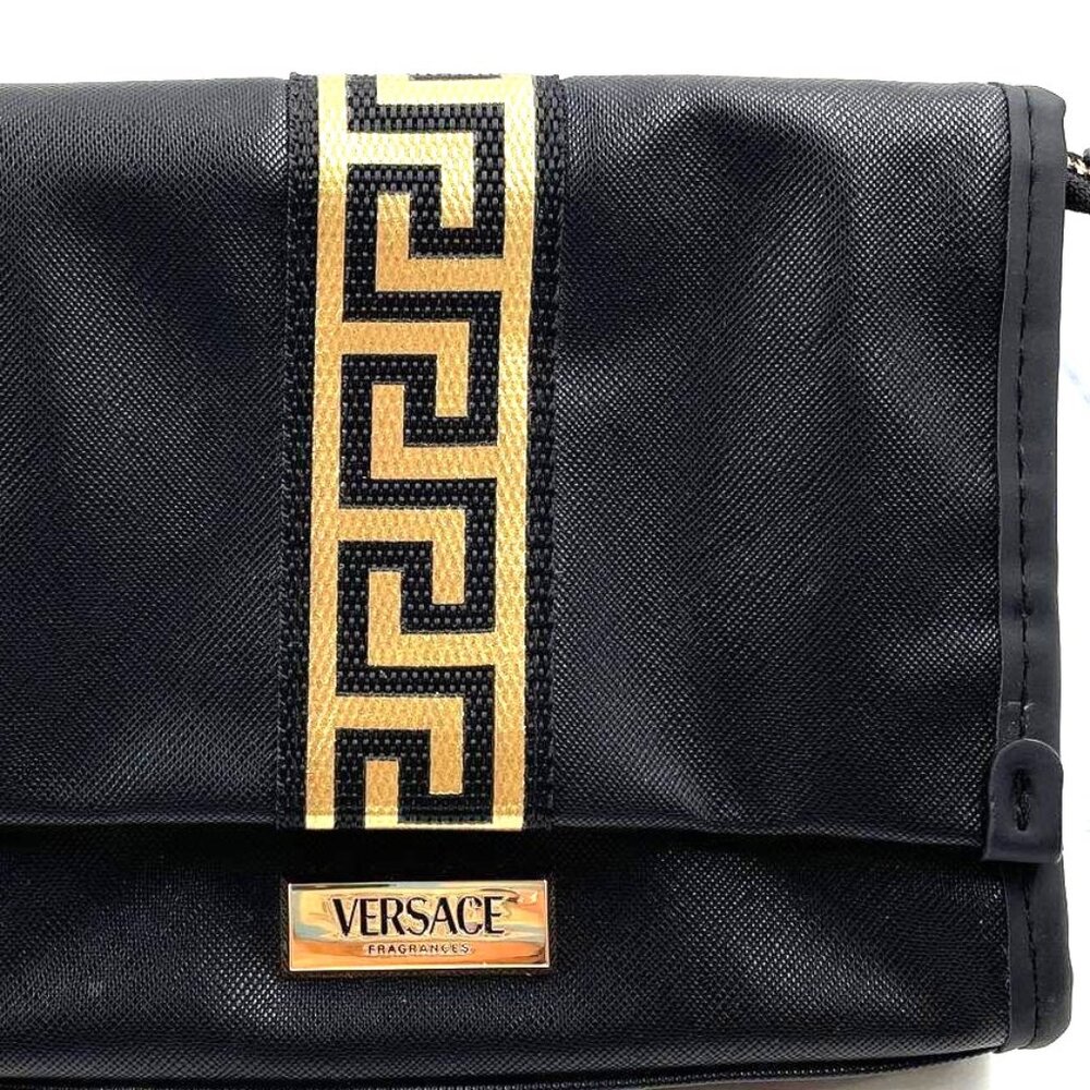 ✨ Versace Fragrance Women’s Black & Gold Zipper Magnetic Flap Clutch Bag ✨